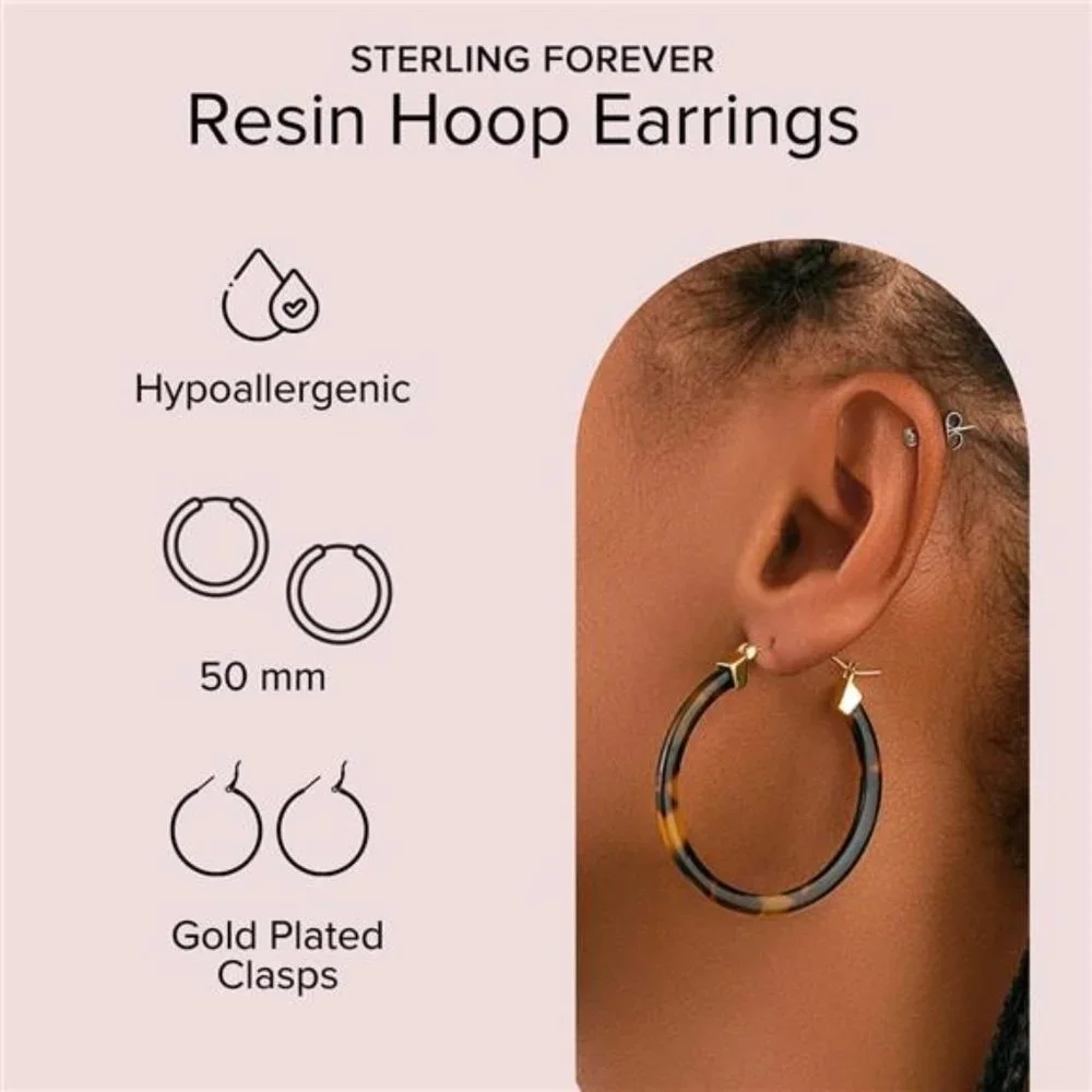 50mm Resin Hoop Earrings - Picture 2 of 3